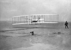 The Wright Brothers; first powered flight