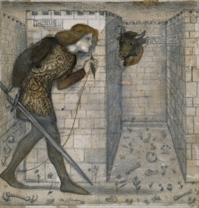 Theseus and the Minotaur in the Labyrinth by Edward Burne Jones, in the public domain