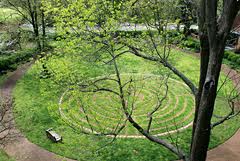 aerial view of outdoor labyrinth